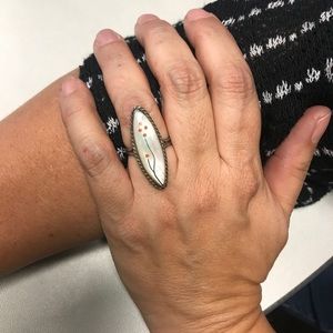 Vintage Zuni inlay flower ring size 7